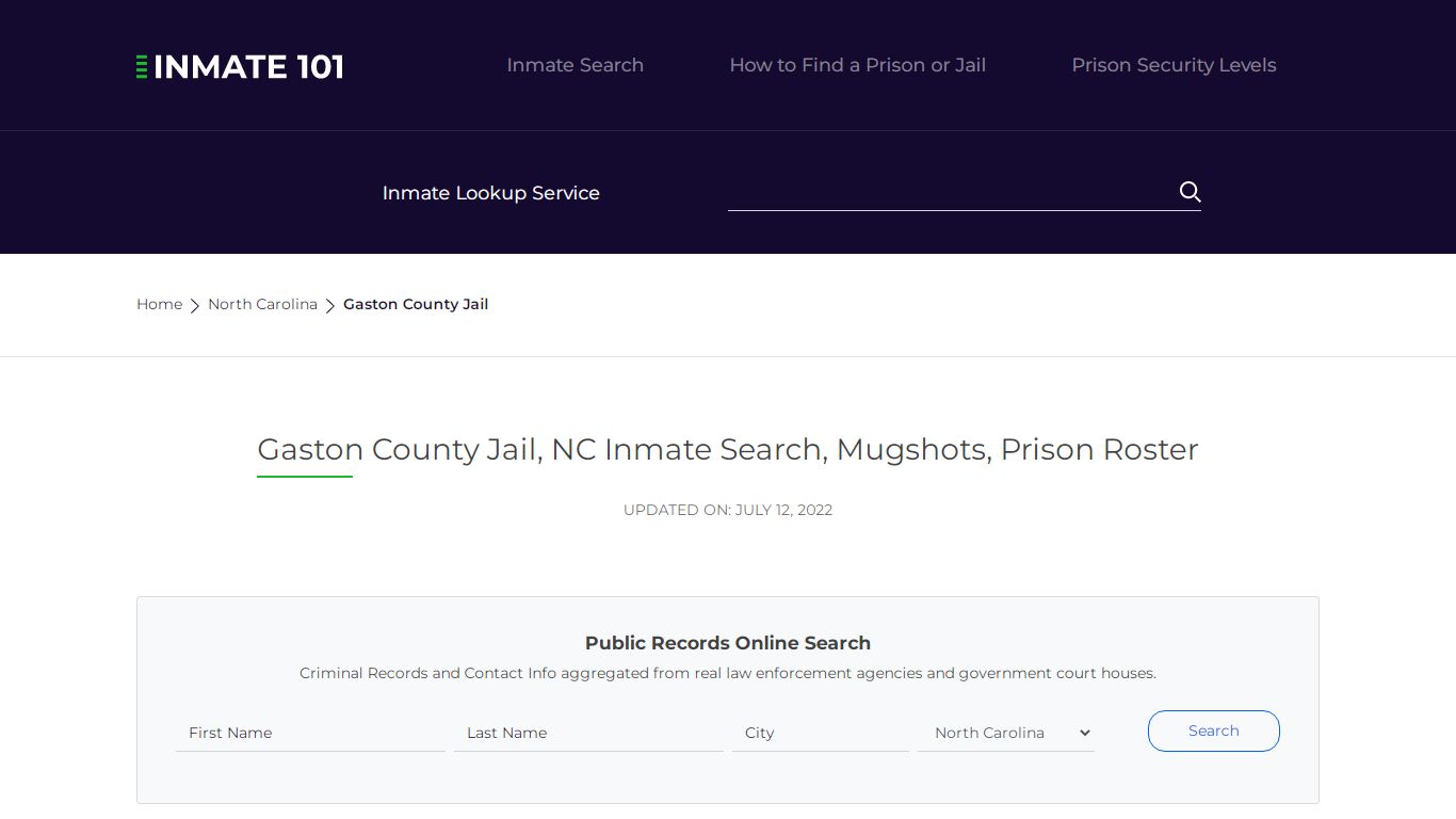 Gaston County Jail, NC Inmate Search, Mugshots, Prison ...